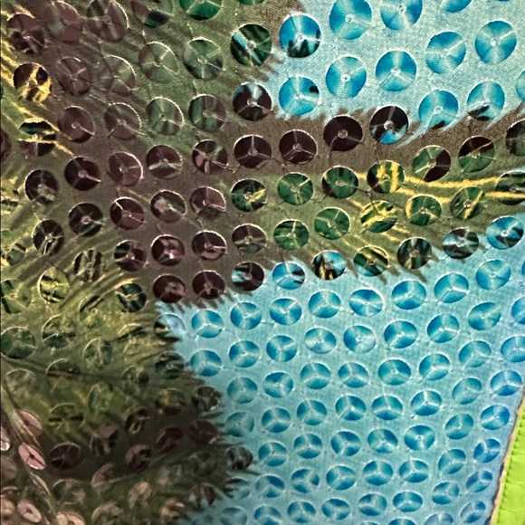 Versace Dress Tropical Green and Blue Sleeveless Sequin Dress - Picture 8 of 11